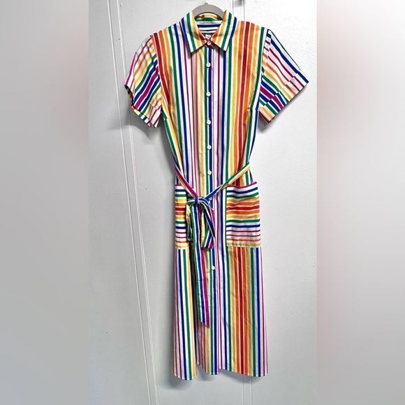 Christopher John Rogers For Target Striped Short Sleeve Shirt Dress SZ 2… - Picture 4 of 6